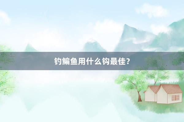 钓鳊鱼用什么钩最佳？